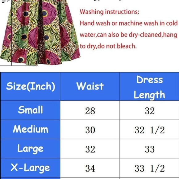 Women's African High Waist Pleated Midi Skirt with Pockets Floral Print - Picture 7 of 7